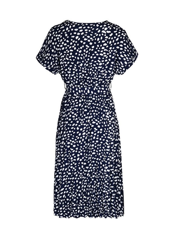 Ladies new raglan short sleeve leopard print dress - Casual Dress